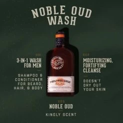 Man Made Wash Noble Oud 530ml -Haarverzorgings Winkel 1821 nobleoudwash18oz amazonimages 03 400x 2